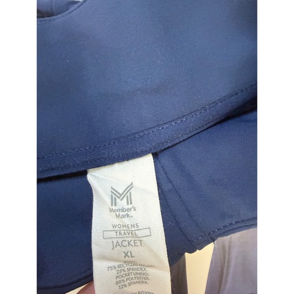 Members Mark Womens Travel Jacket Navy Blue Full Zip Stretch XL New - Picture 3 of 4